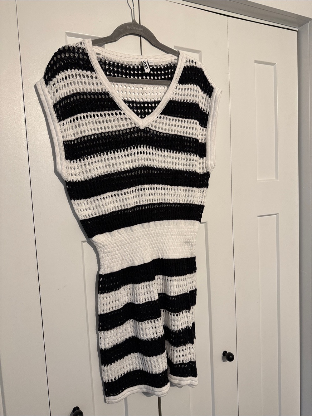 Black & White Striped Knit Women’s Swim Suit Cover up